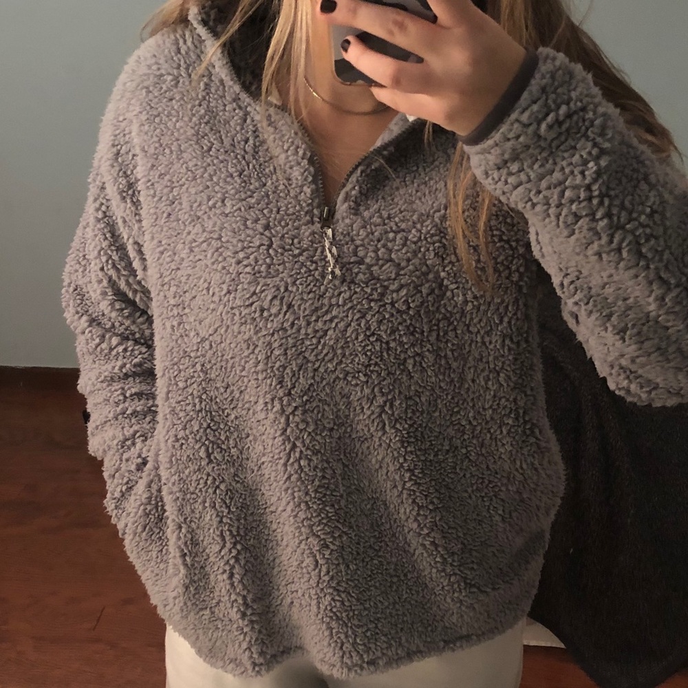 Plush fuzzy soft zip up sweatshirt